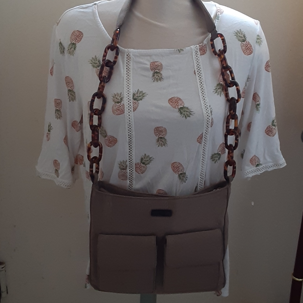 Silver blue bag with acrylic tortoise strap